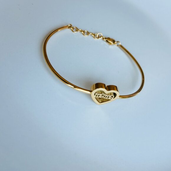 18K Gold Plated Heart Mama Bracelet, Stainless Steel - Picture 1 of 3